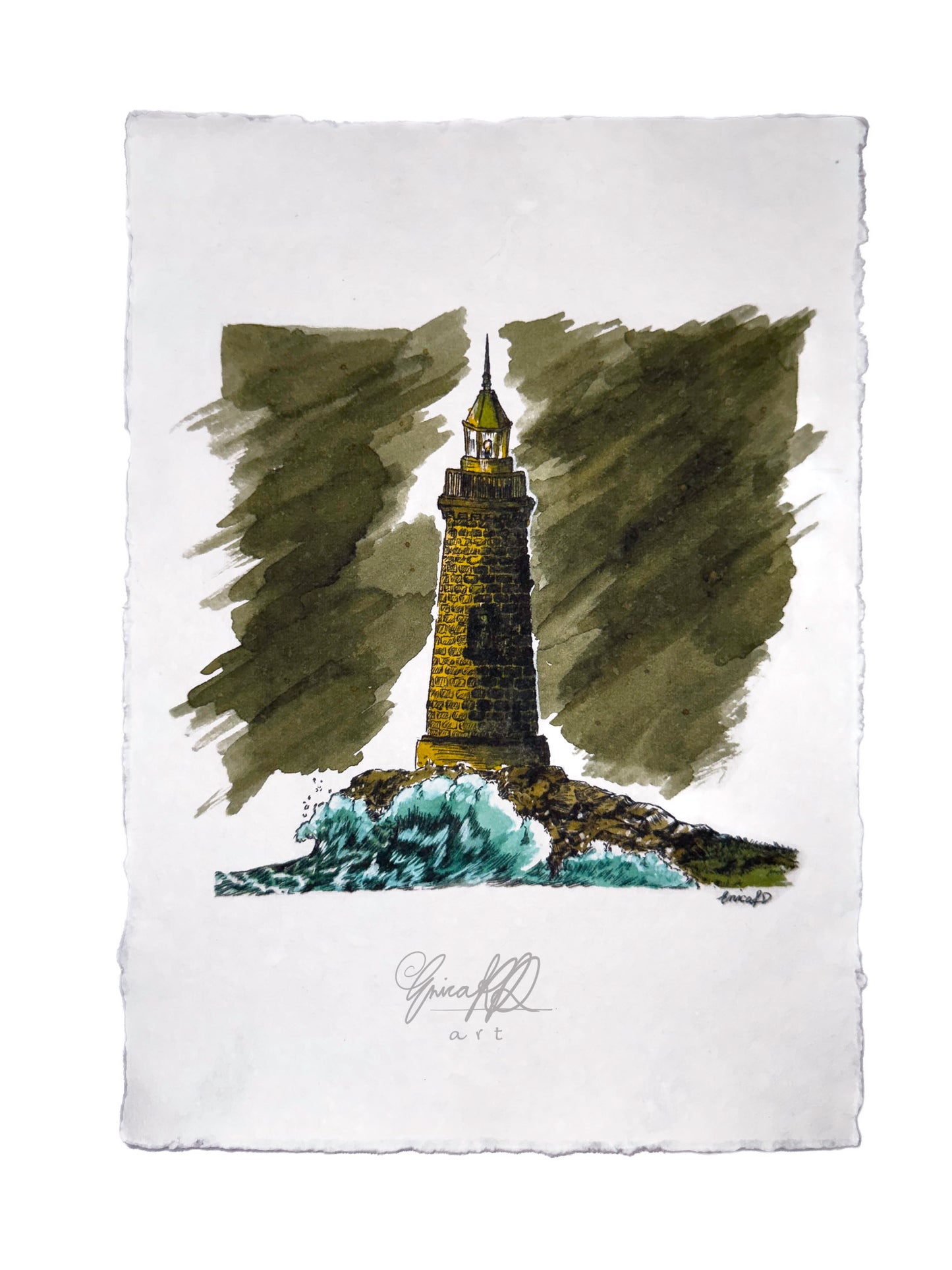 LIMITED - Golden Lighthouse Art Print