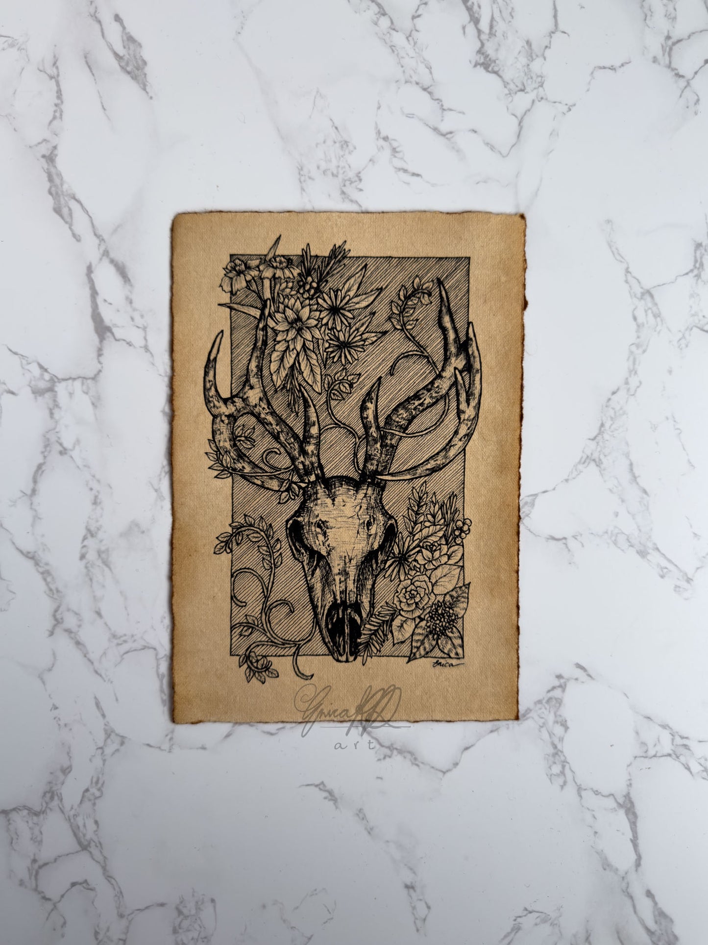 A5 Floral Art Prints on Vintage Deckle Paper (LIMITED)