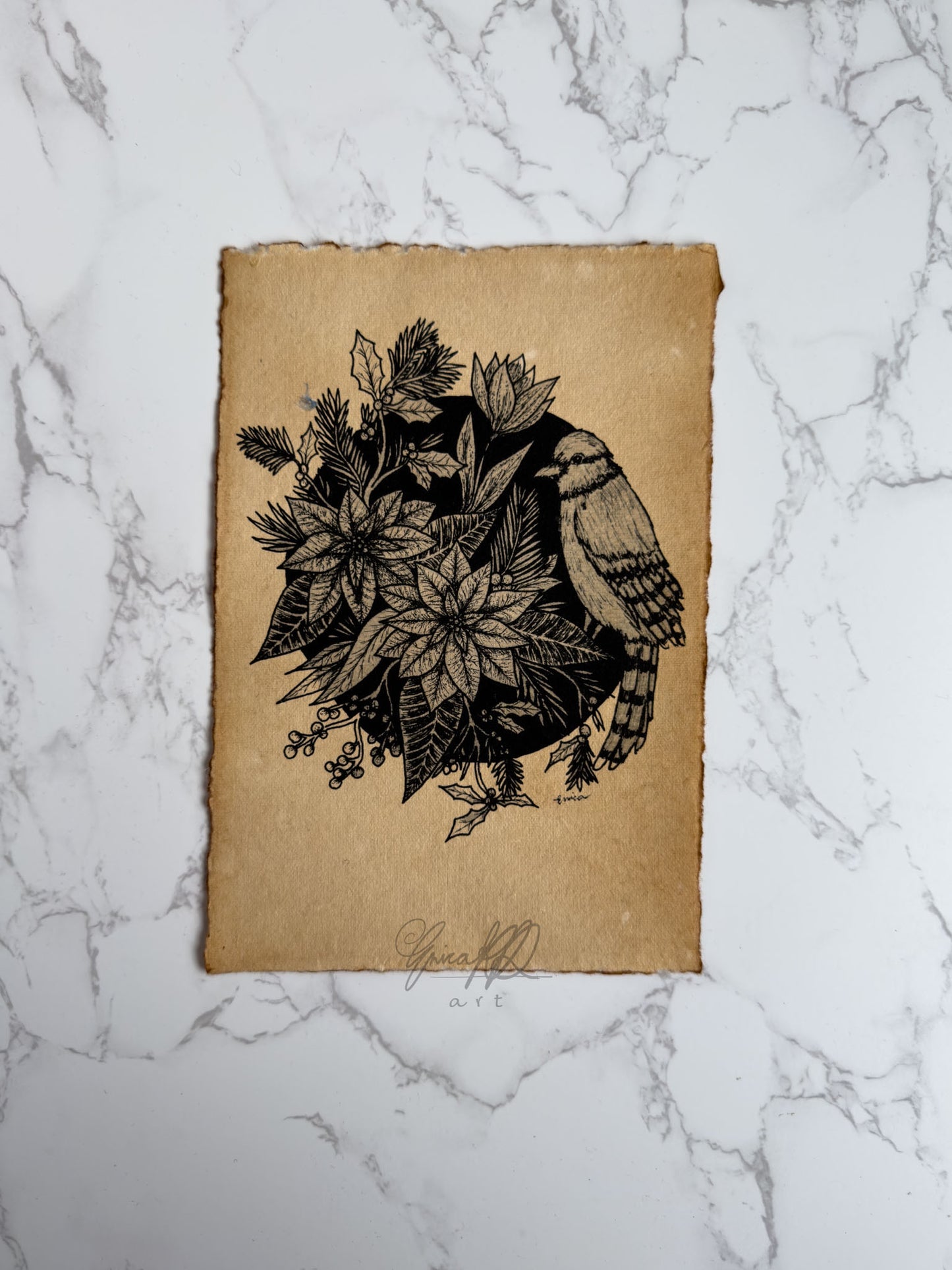 A5 Floral Art Prints on Vintage Deckle Paper (LIMITED)