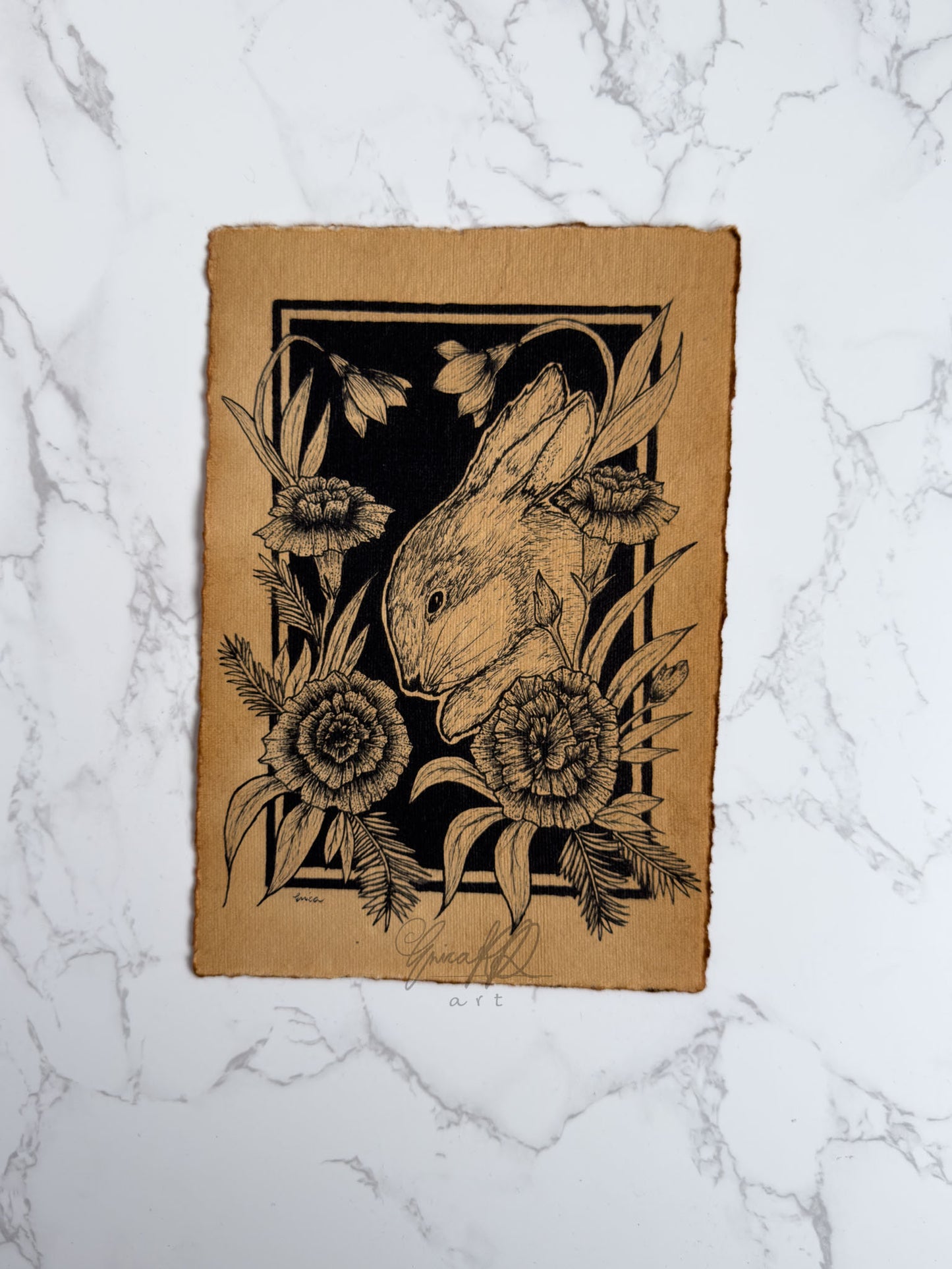 A5 Floral Art Prints on Vintage Deckle Paper (LIMITED)