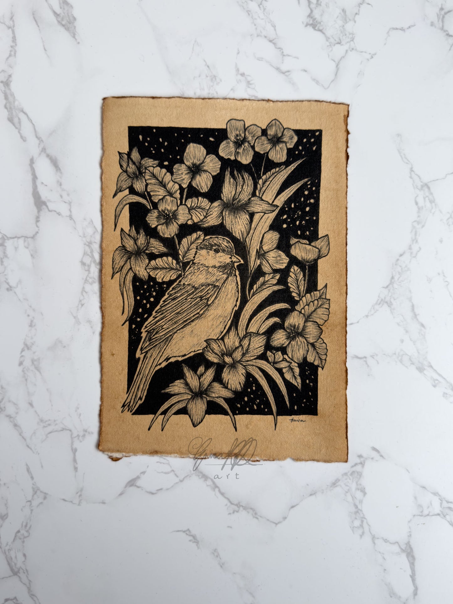 A5 Floral Art Prints on Vintage Deckle Paper (LIMITED)